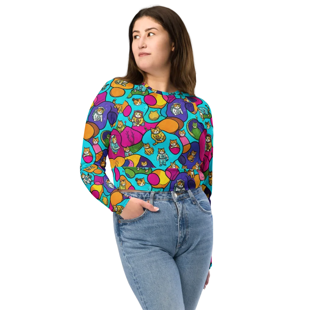 Starship Whiskers on Long Sleeve Crop Top — Front