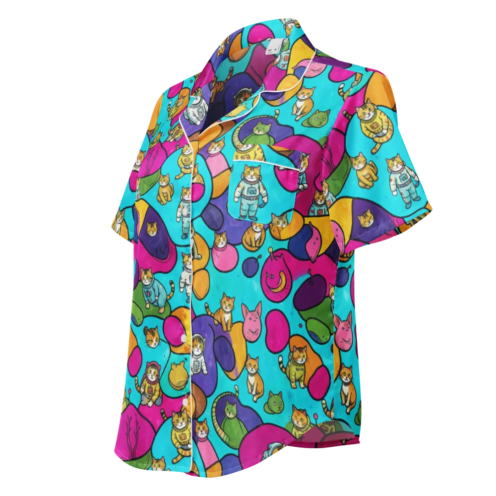Starship Whiskers on Women's Short Sleeve Pajama Top — Left Front