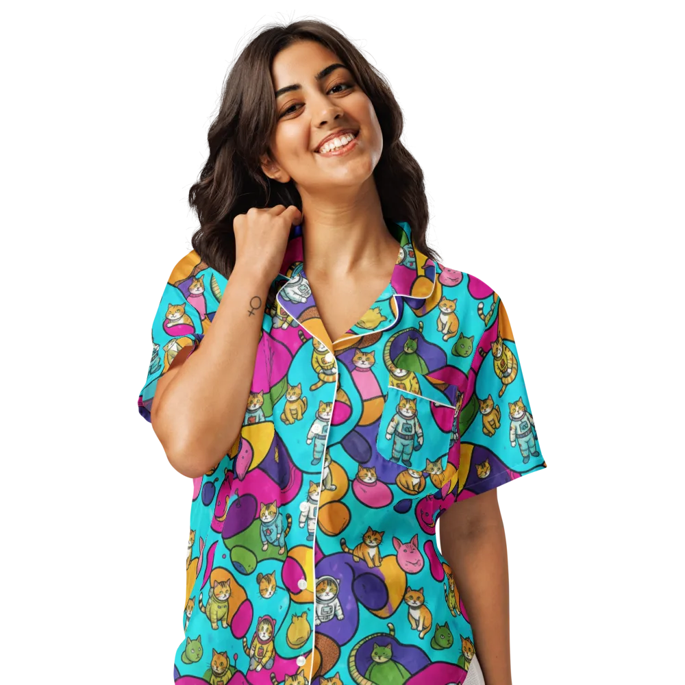 Starship Whiskers on Women's Short Sleeve Pajama Top — Front