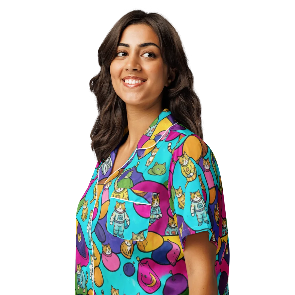 Starship Whiskers on Women's Short Sleeve Pajama Top — Left Front