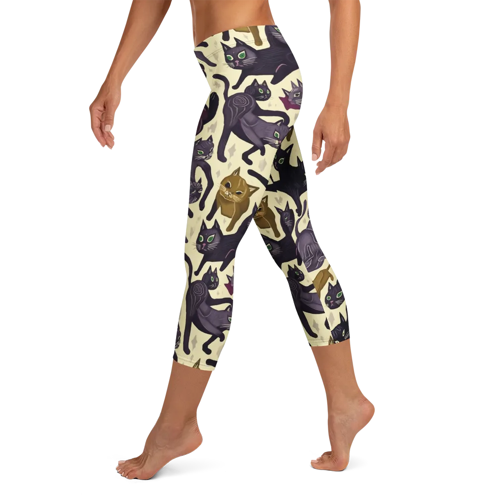 Whisker Nocturne on Capri Leggings — Left