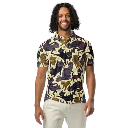 Whisker Nocturne on a Men's Slim Fit Polo Shirt