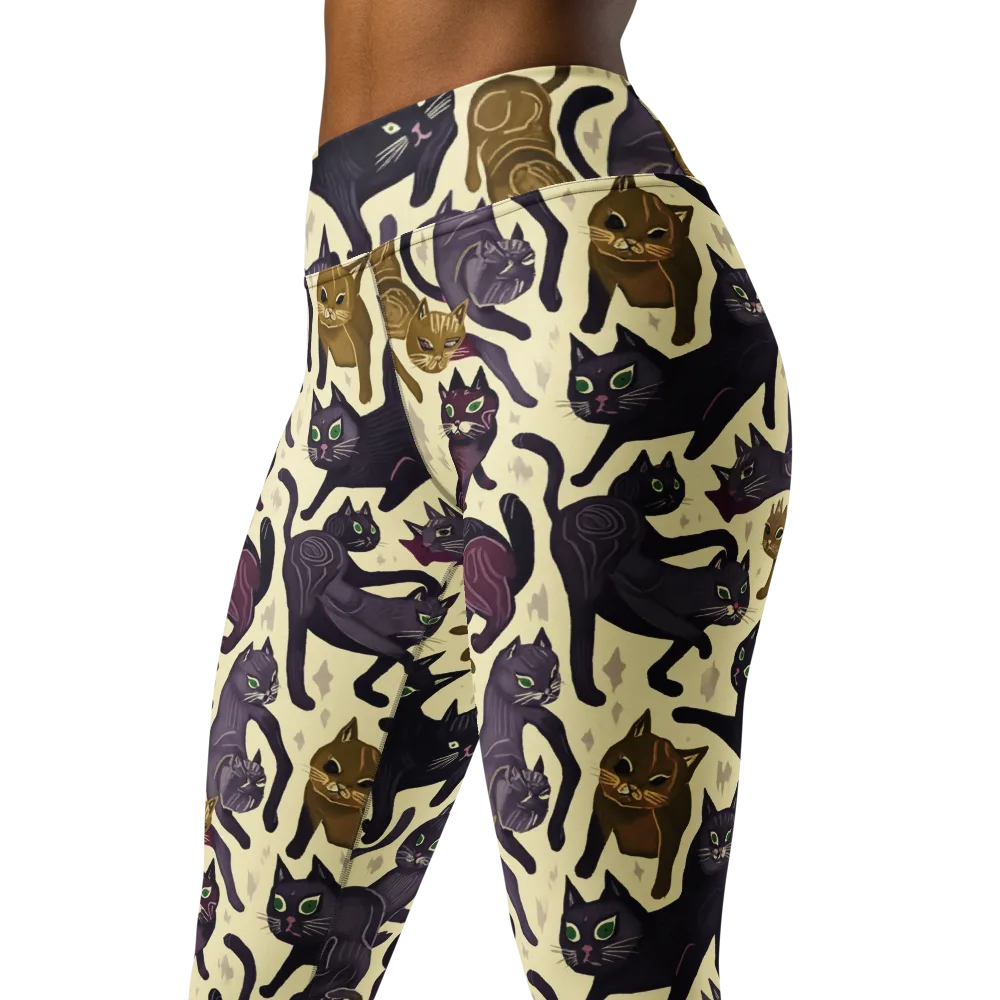 Whisker Nocturne on Yoga Leggings — Left Front