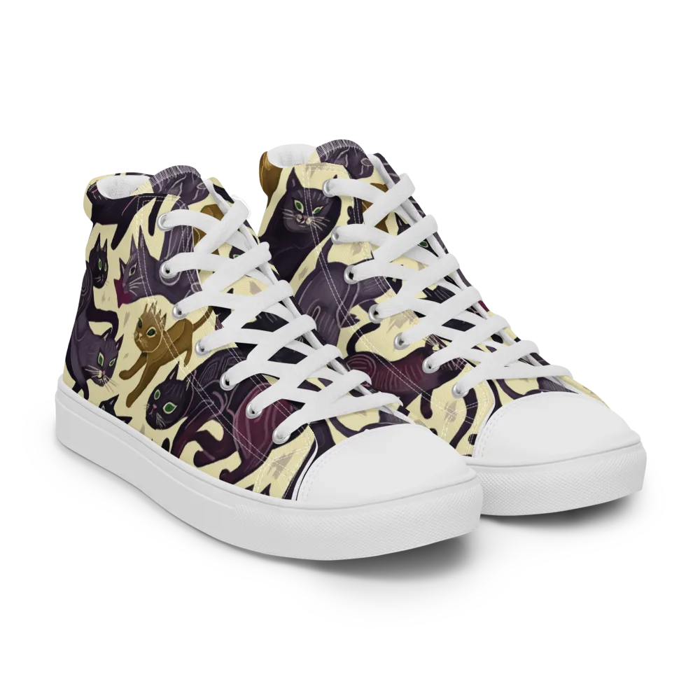 Whisker Nocturne on Men's High Top Canvas Shoes — Right Front
