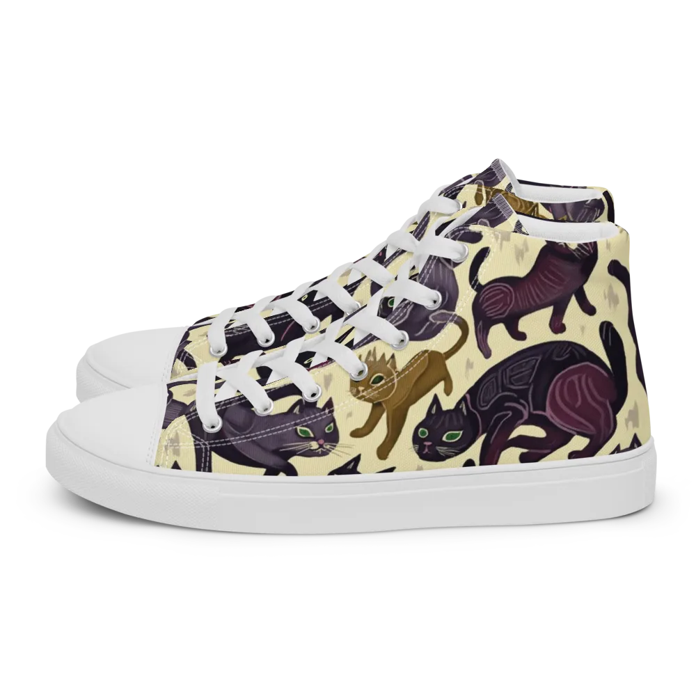 Whisker Nocturne on Men's High Top Canvas Shoes — Left