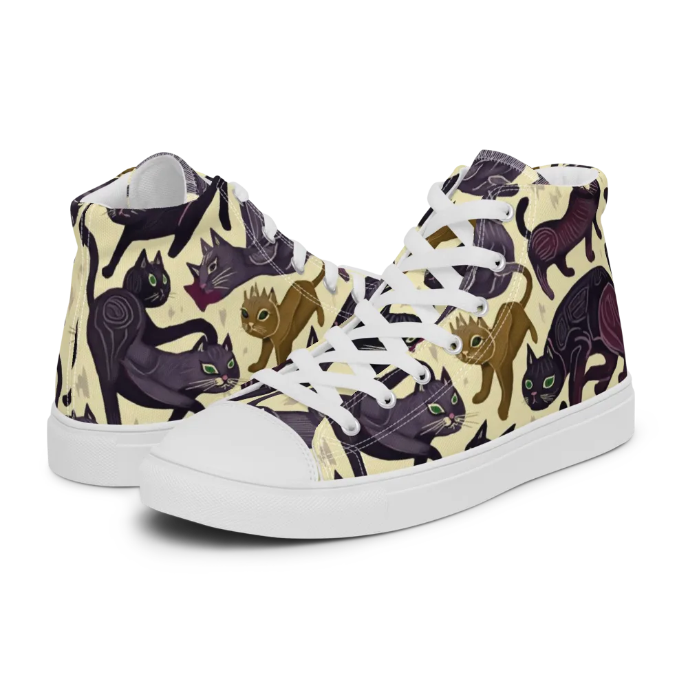 Whisker Nocturne on Men's High Top Canvas Shoes — Left