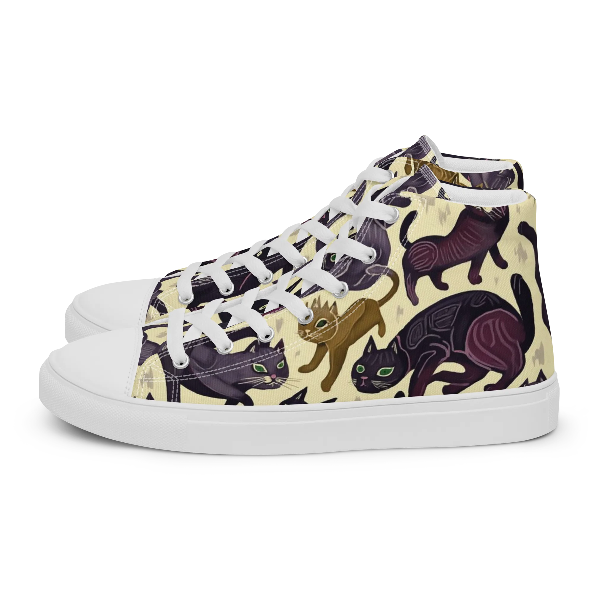 Whisker Nocturne on Women's High Top Canvas Shoes — Left
