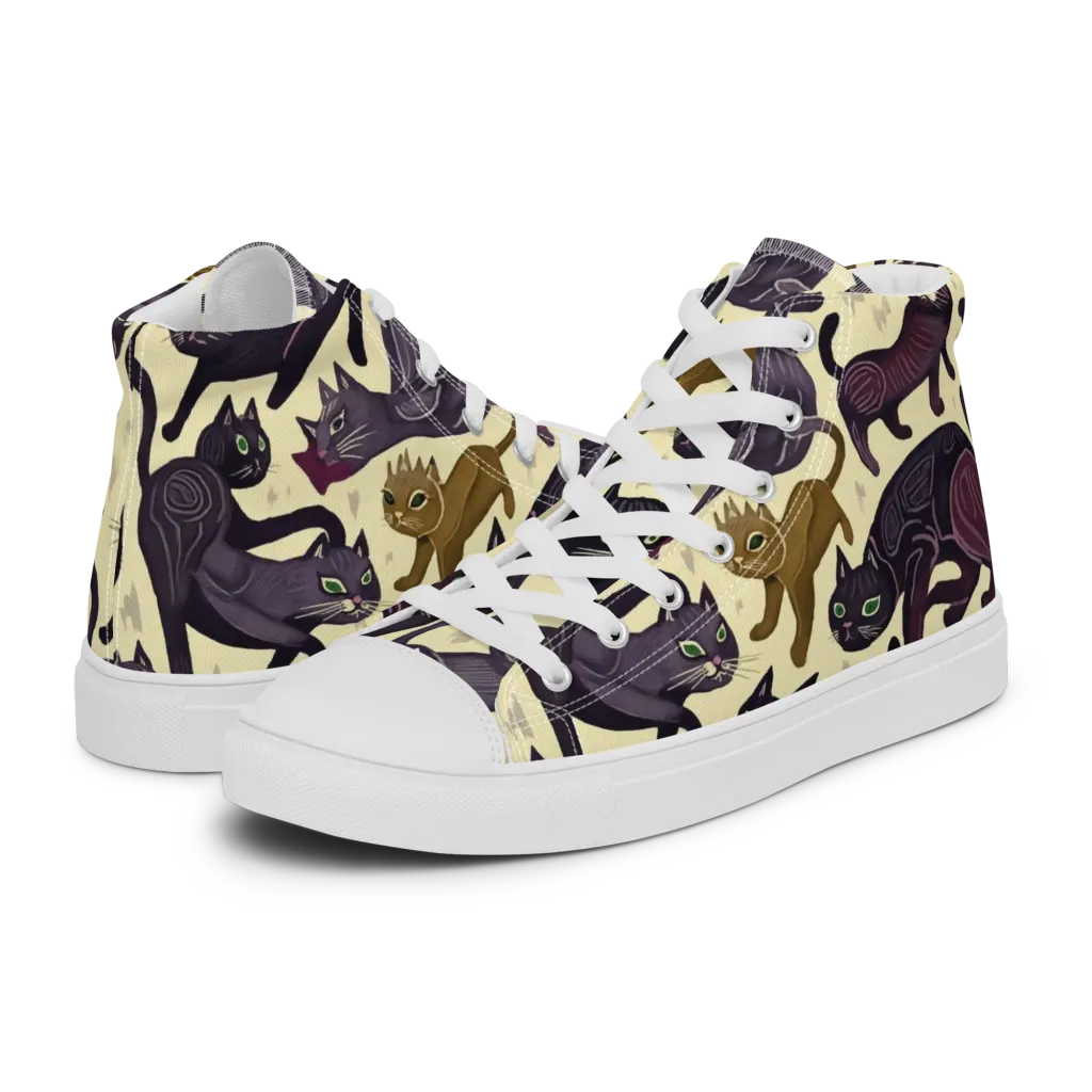 Whisker Nocturne on Women's High Top Canvas Shoes — Left