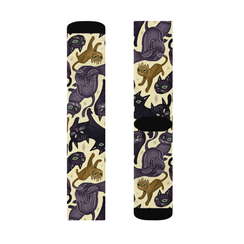 Whisker Nocturne on Socks — Right Sock