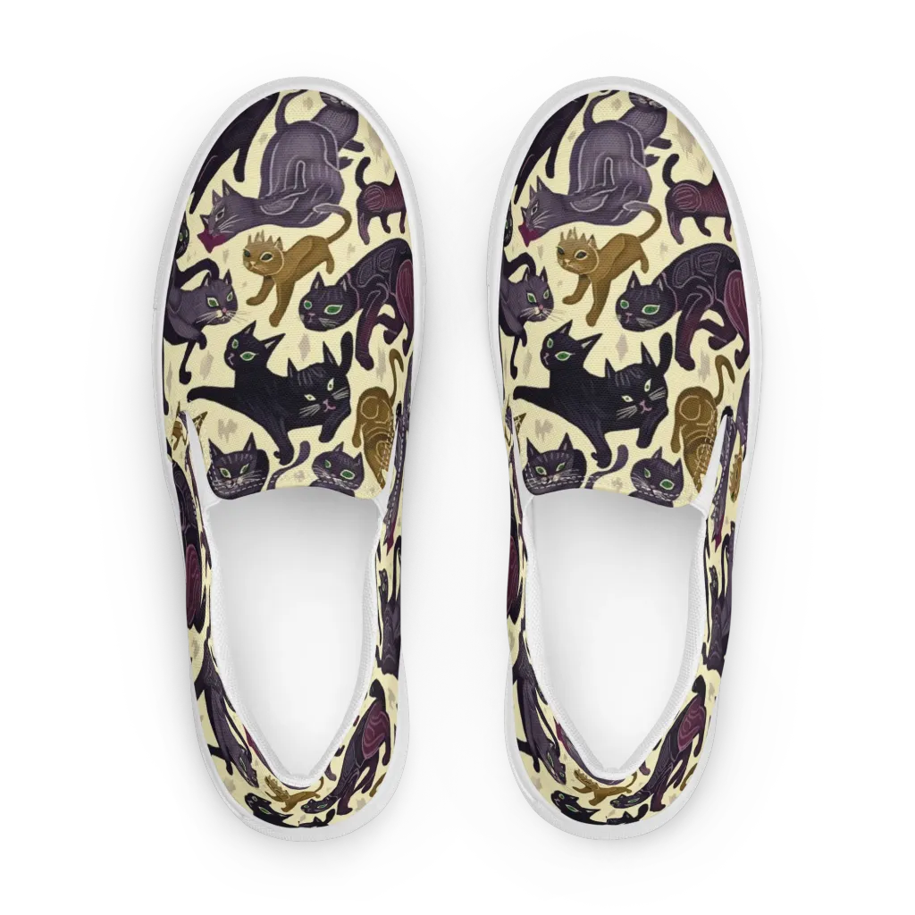 Whisker Nocturne on Women's Slip-On Canvas Shoes — Front