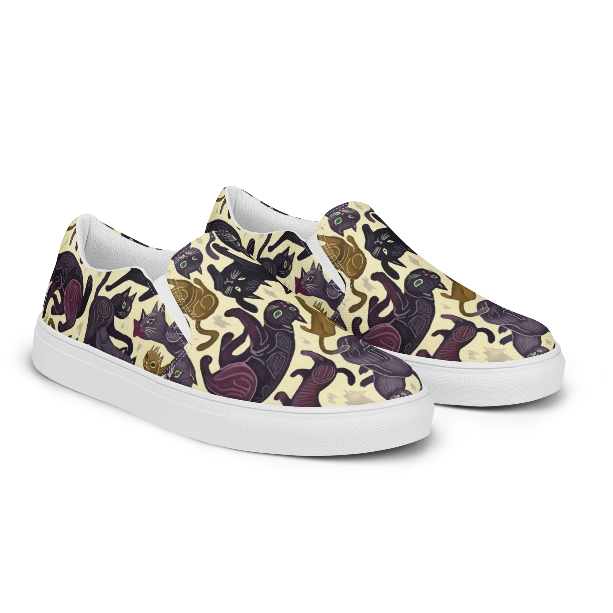 Whisker Nocturne on Women's Slip-On Canvas Shoes — Right Front