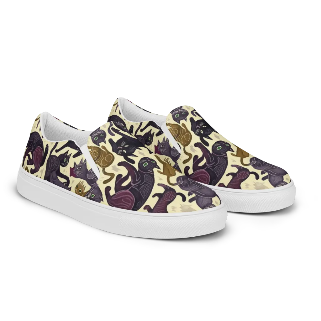 Whisker Nocturne on Women's Slip-On Canvas Shoes — Right Front