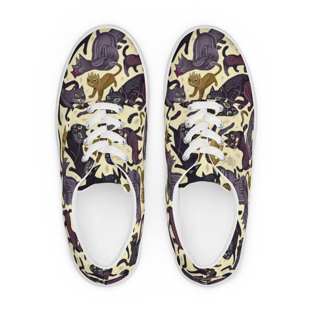 Whisker Nocturne on Men's Lace-Up Canvas Shoes — Front