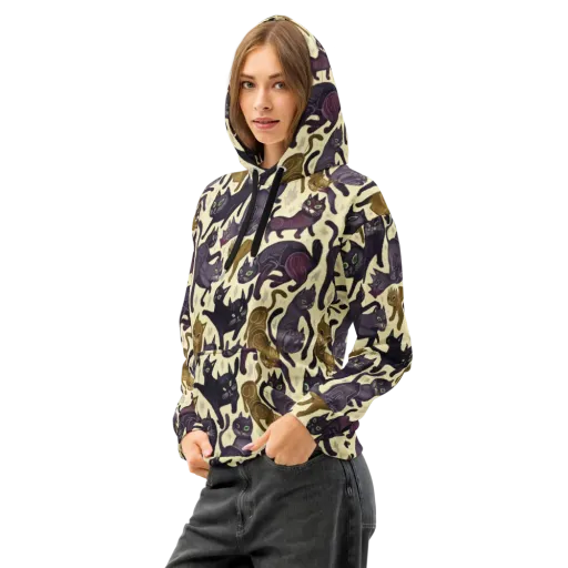Whisker Nocturne on a Cotton Hoodie