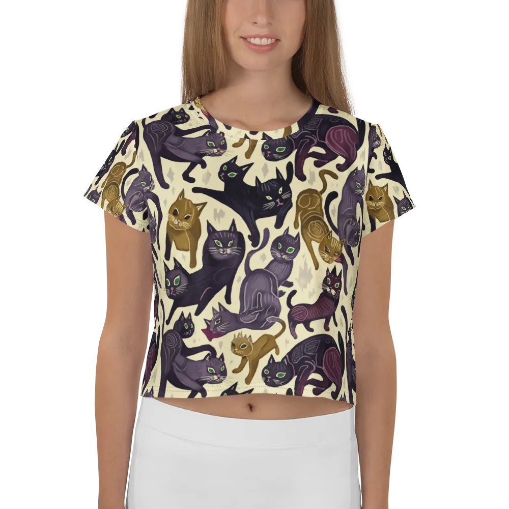 Whisker Nocturne on Crop Tee — Front