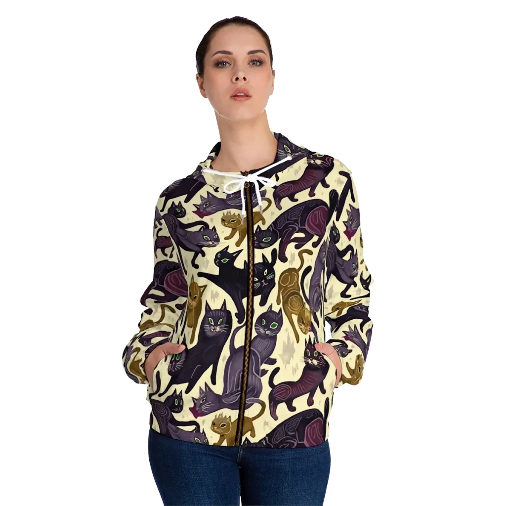 Whisker Nocturne on Women's Full-Zip Hoodie — Front On Person