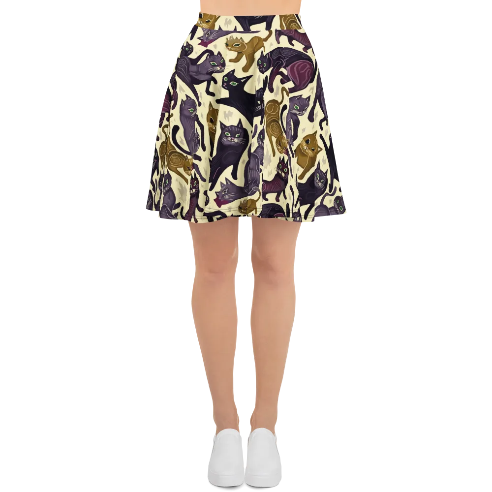 Whisker Nocturne on Skater Skirt — Front