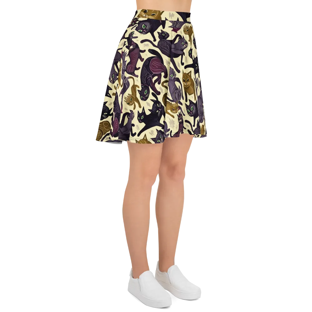 Whisker Nocturne on Skater Skirt — Right