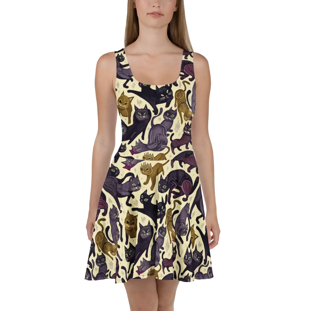 Whisker Nocturne on Skater Dress — Front