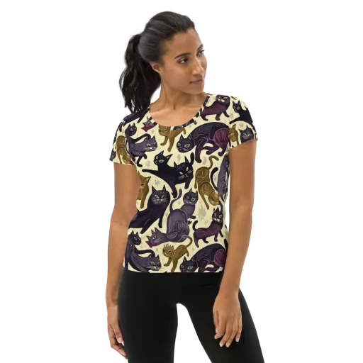 Whisker Nocturne on a Women's Athletic T-Shirt