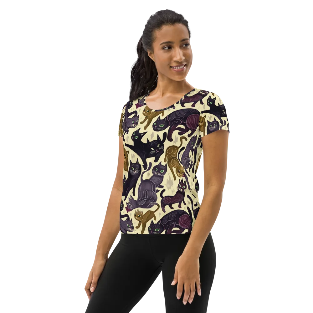 Whisker Nocturne on Women's Athletic T-Shirt — Left