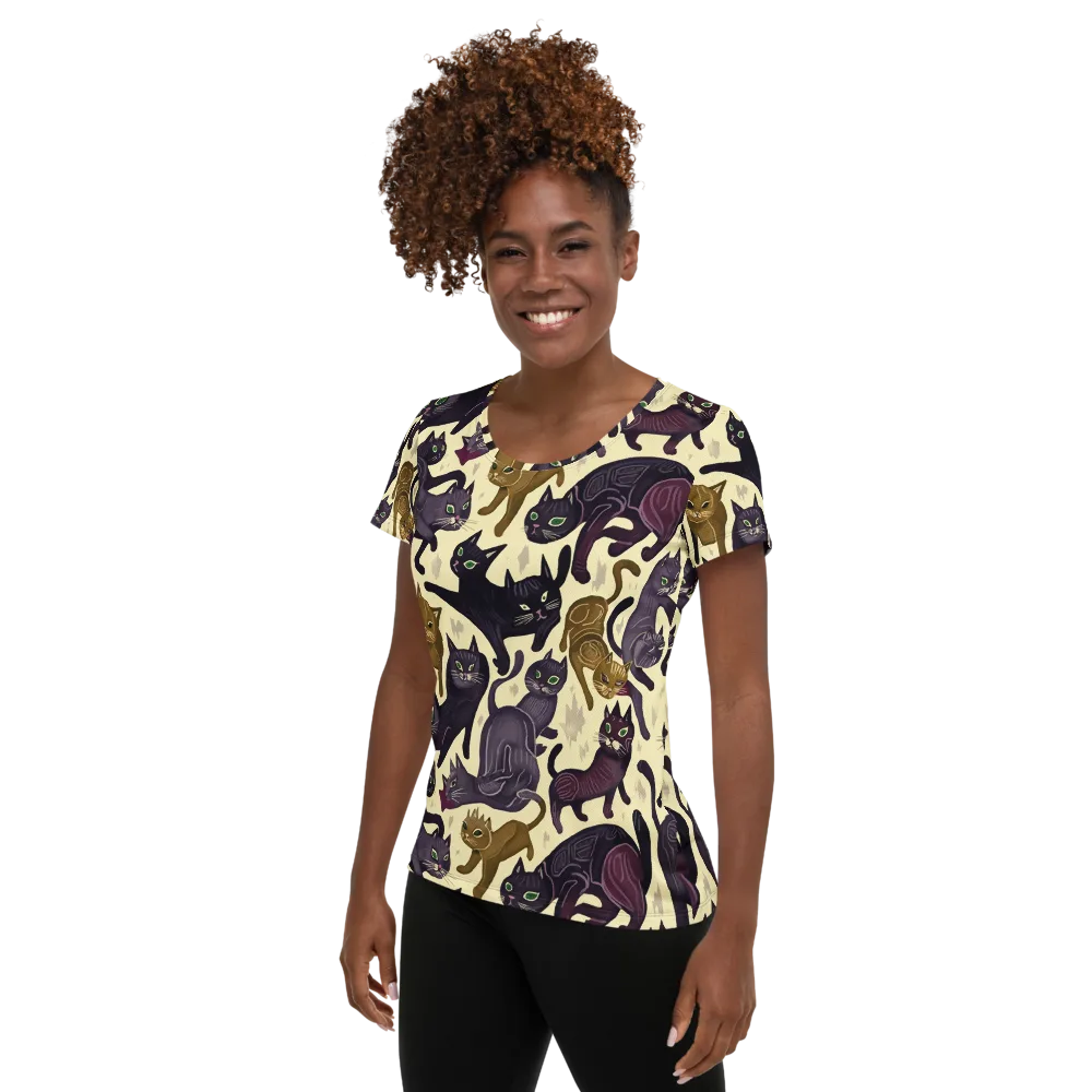 Whisker Nocturne on Women's Athletic T-Shirt — Left