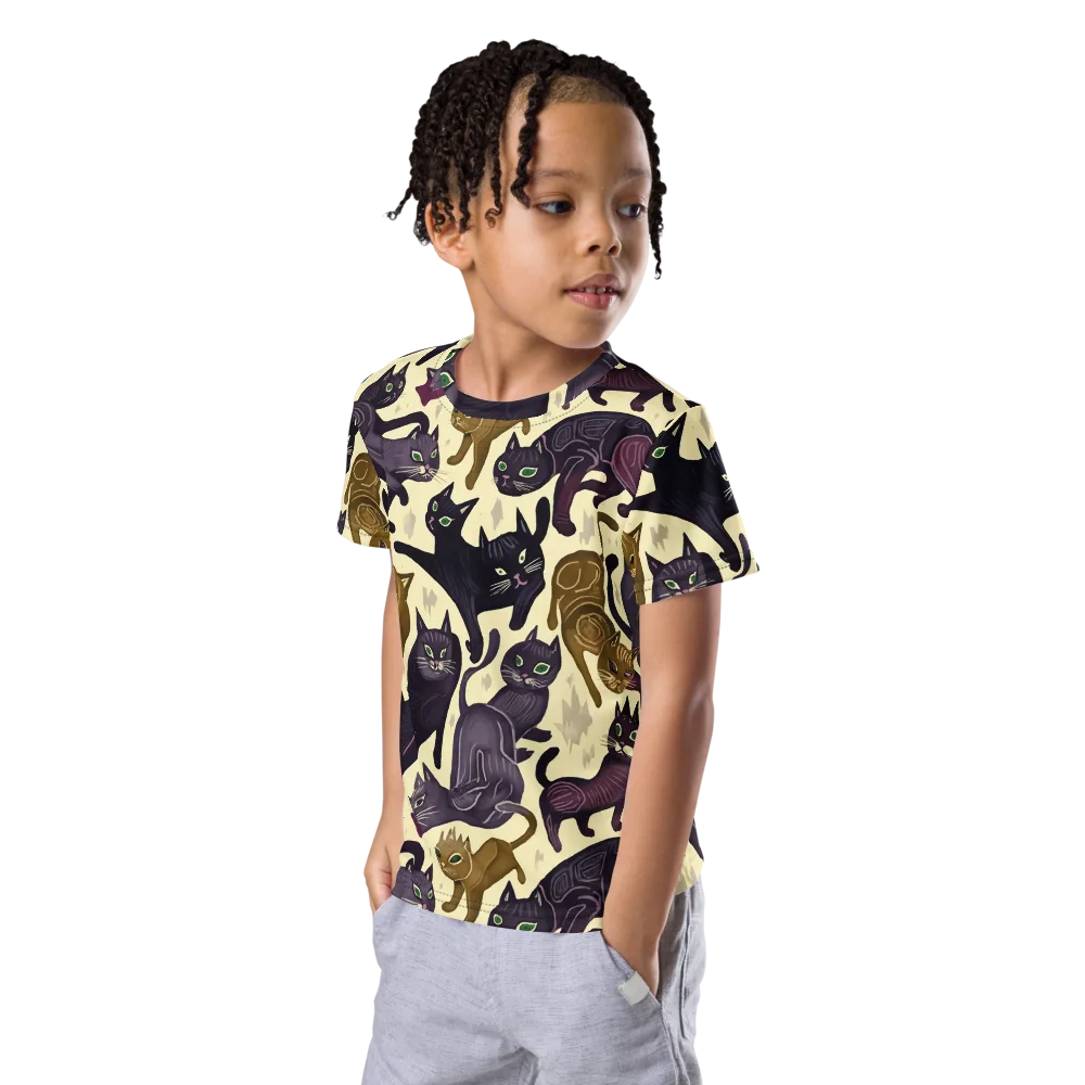 Whisker Nocturne on Kids Crew Neck T-Shirt — Left Front