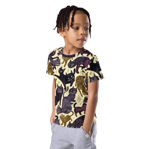 Whisker Nocturne on a Kids Crew Neck T-Shirt