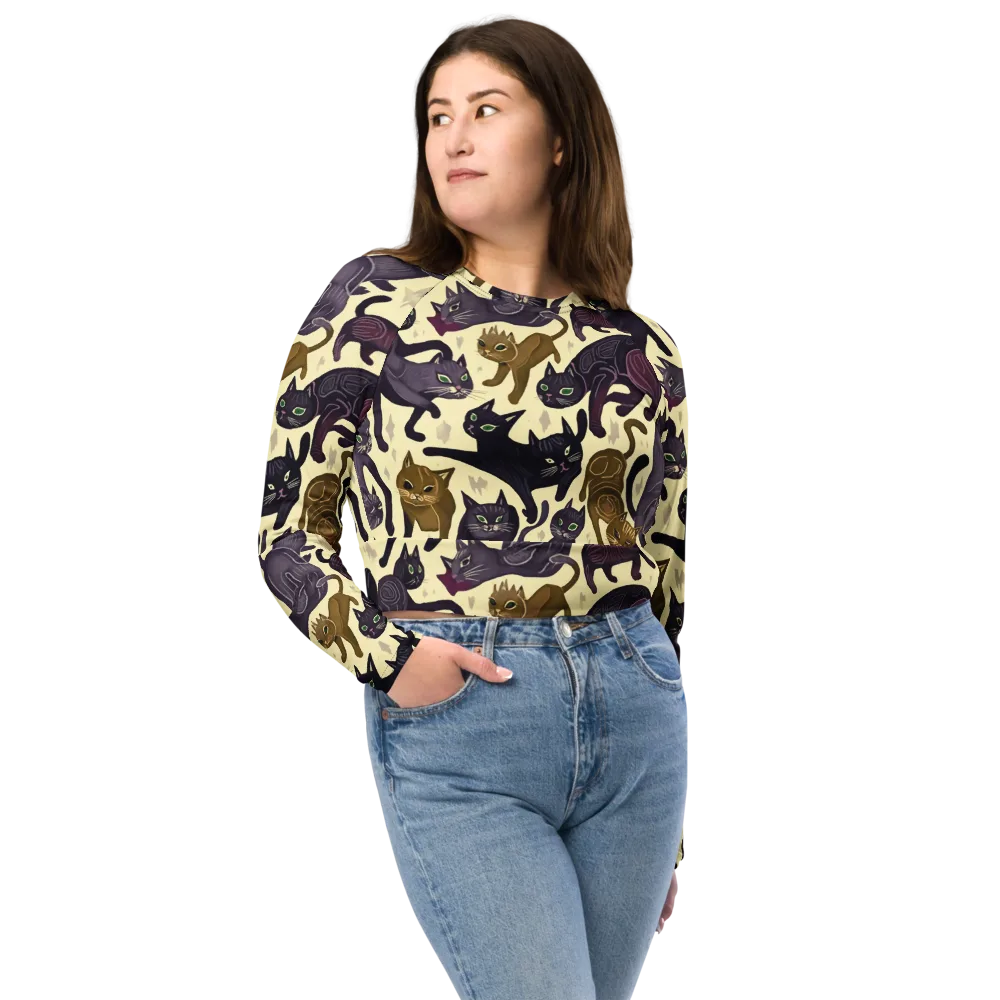Whisker Nocturne on Long Sleeve Crop Top — Front