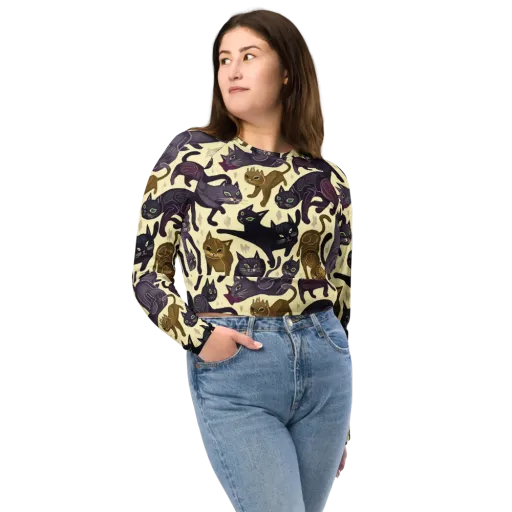Whisker Nocturne on a Long Sleeve Crop Top