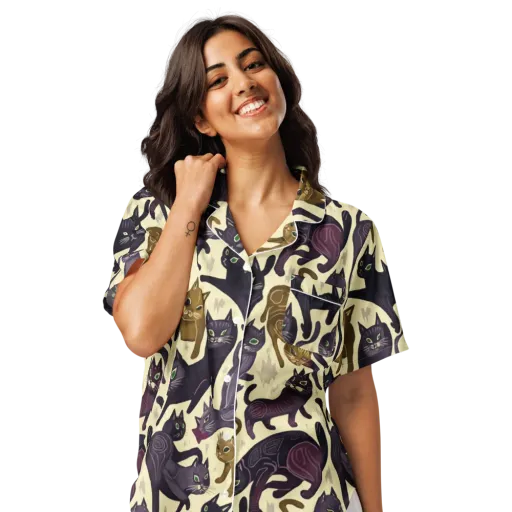 Whisker Nocturne on a Women's Short Sleeve Pajama Top