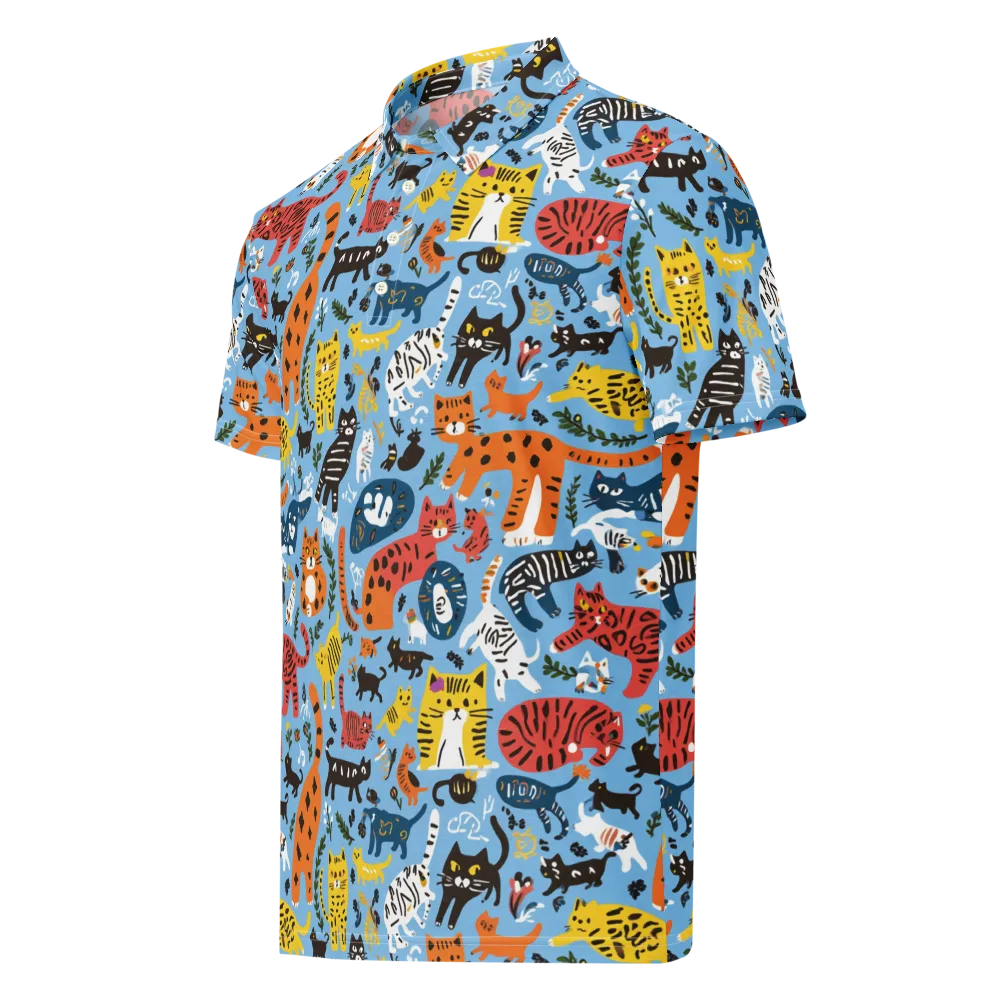 Feline Fiesta on Men's Slim Fit Polo Shirt — Left Front