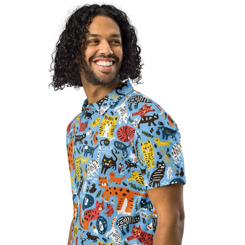 Feline Fiesta on Men's Slim Fit Polo Shirt — Left Front