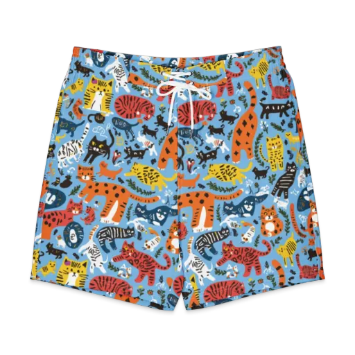 Feline Fiesta on a Men's Board Shorts