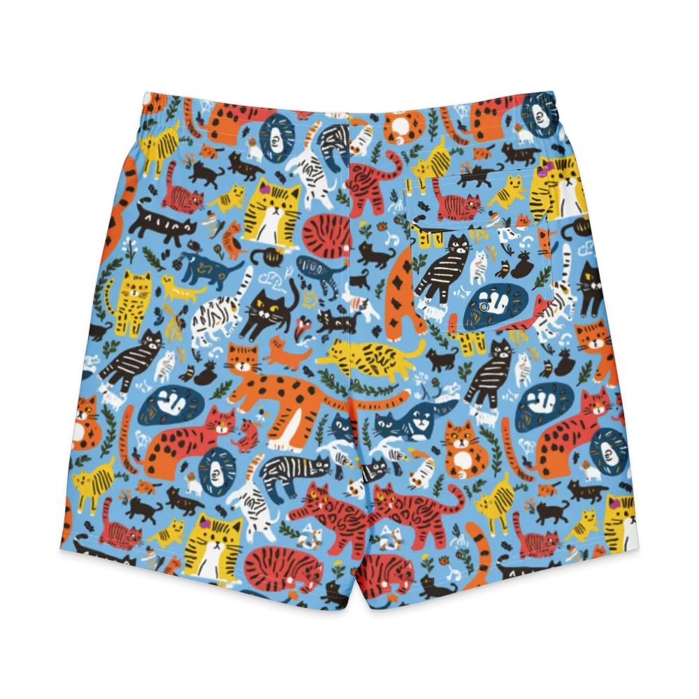 Feline Fiesta on Men's Board Shorts — Back