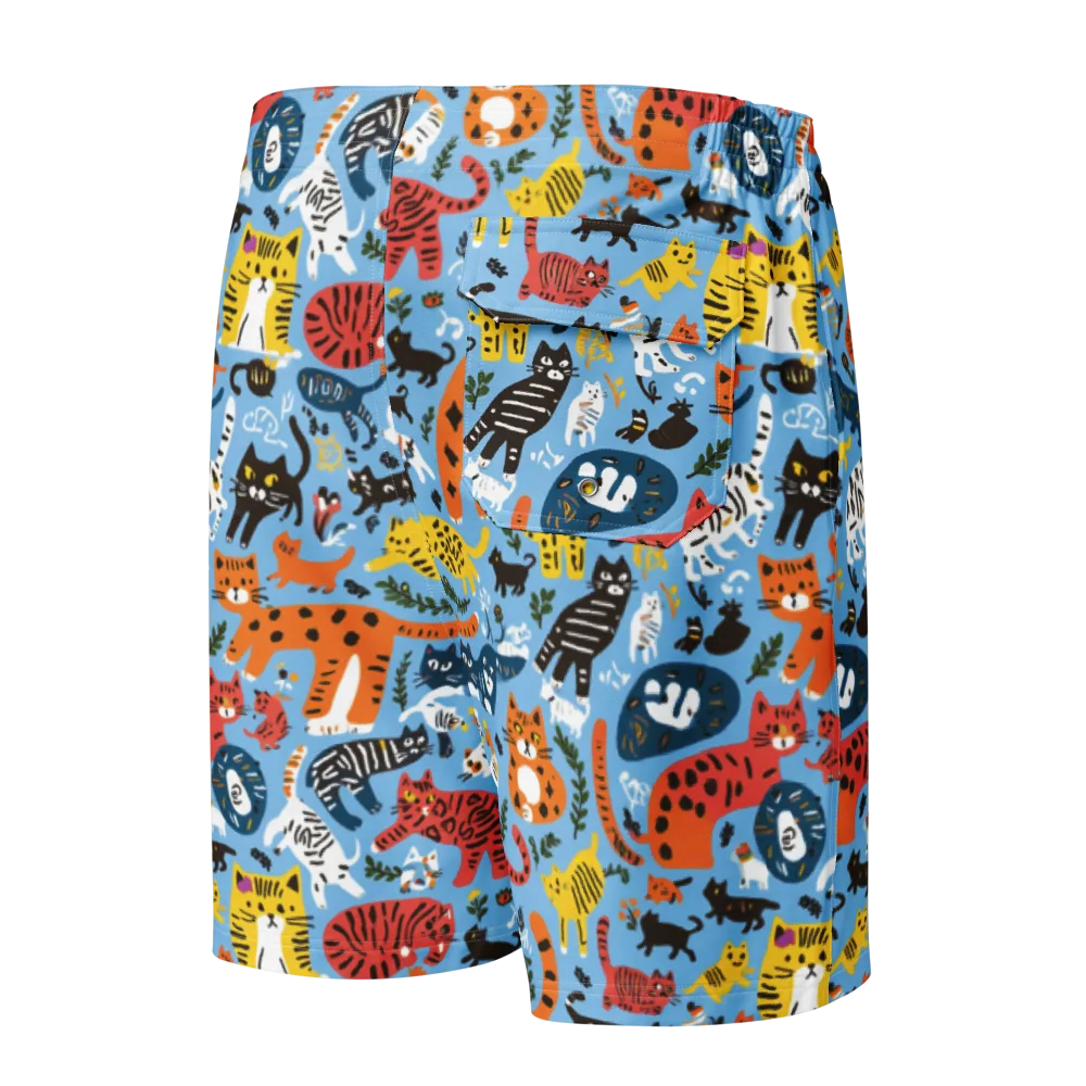 Feline Fiesta on Men's Board Shorts — Back