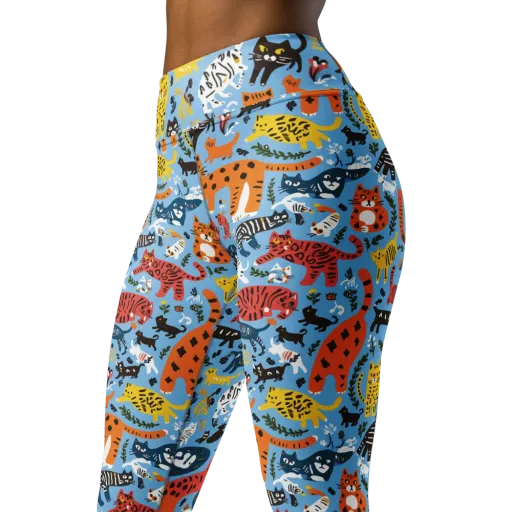 Feline Fiesta on a Yoga Leggings