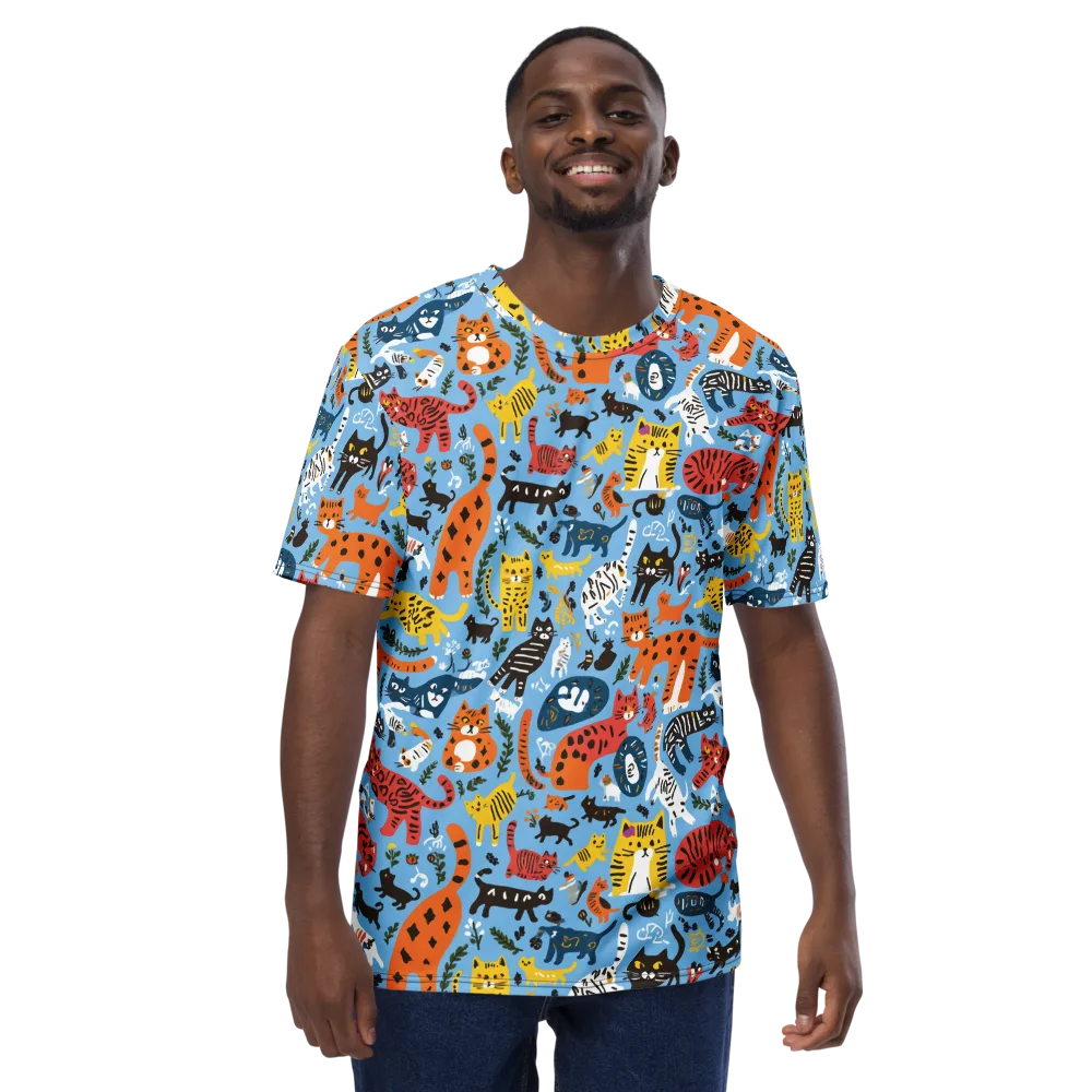 Feline Fiesta on Men's Crew Neck T-Shirt — Front