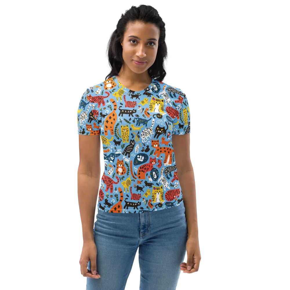 Feline Fiesta on Women's Crew Neck T-Shirt — Front