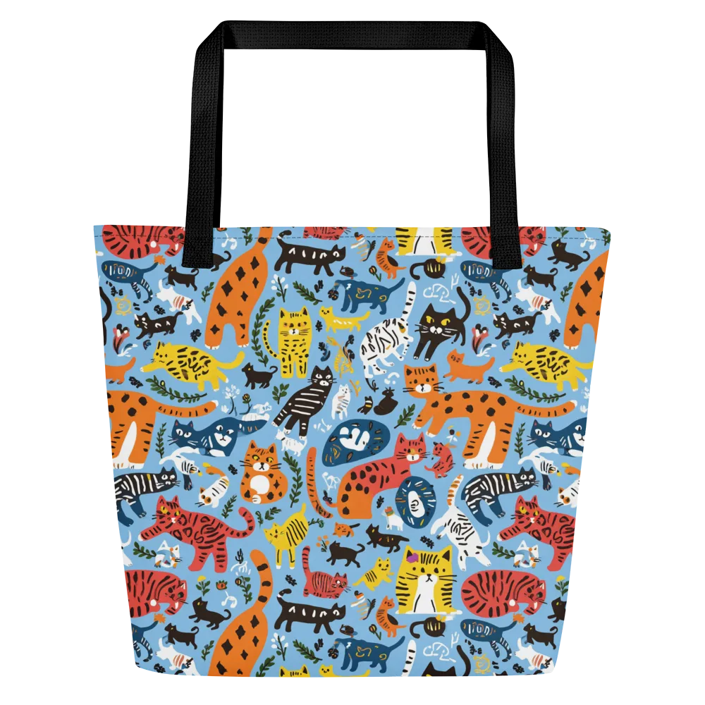 Feline Fiesta on Large Tote Bag W/ Pocket — Front