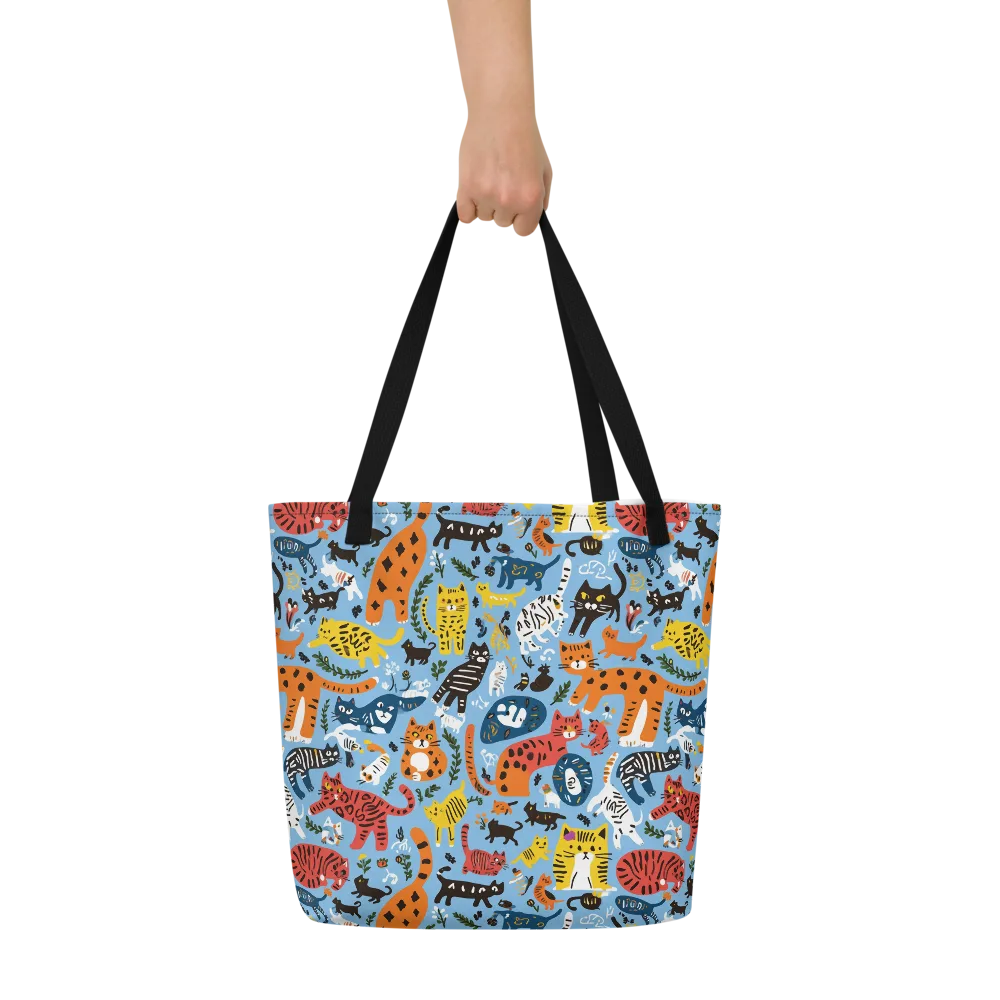 Feline Fiesta on Large Tote Bag W/ Pocket — Front