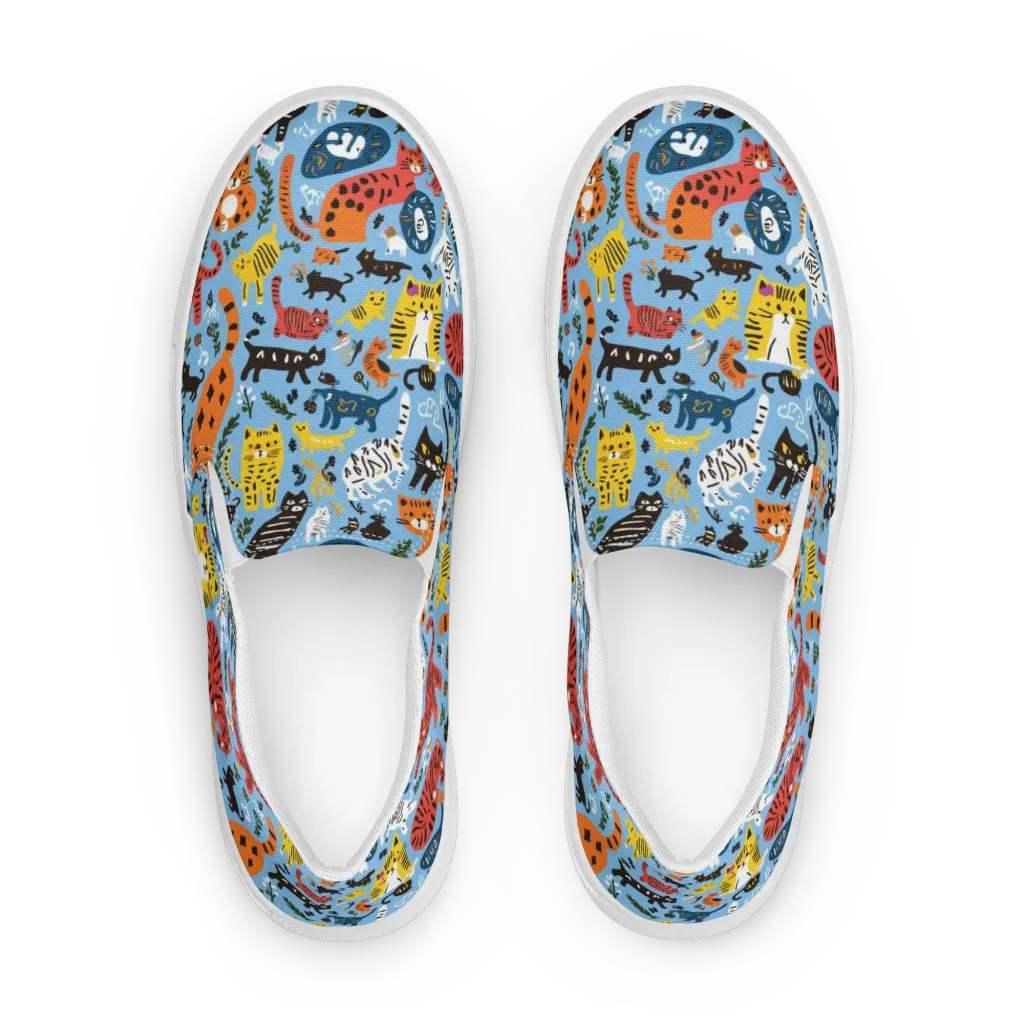 Feline Fiesta on Women's Slip-On Canvas Shoes — Front
