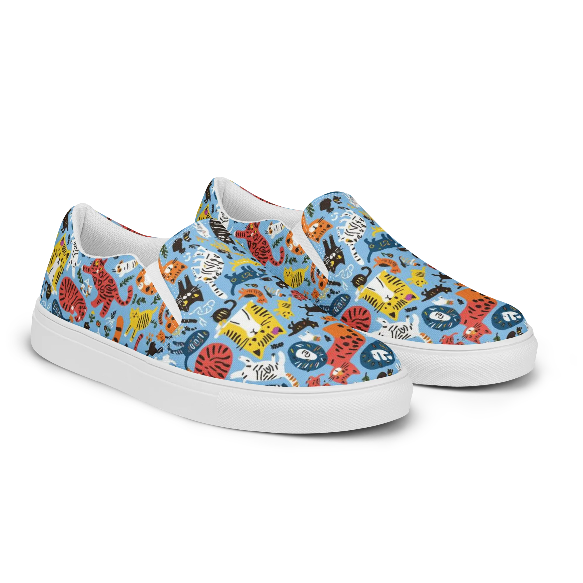 Feline Fiesta on Women's Slip-On Canvas Shoes — Right Front