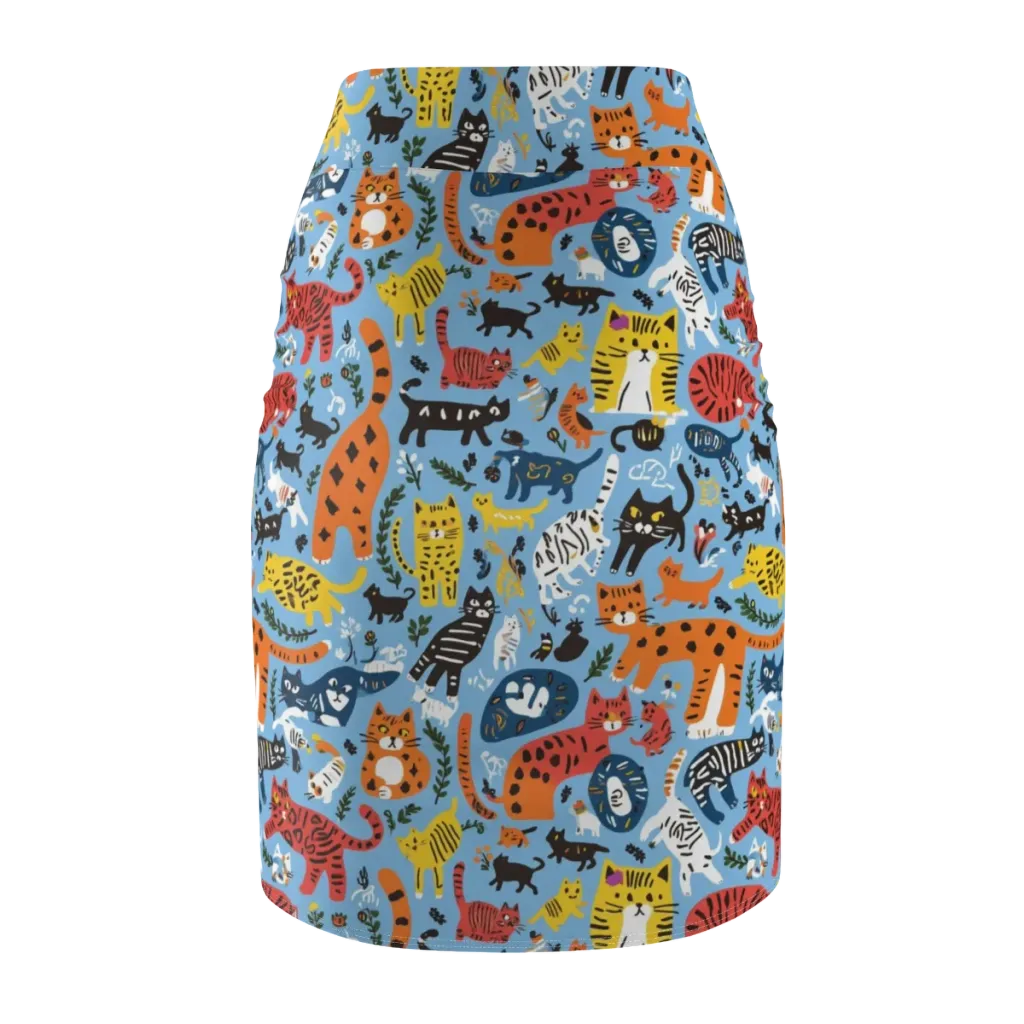 Feline Fiesta on Pencil Skirt — Back