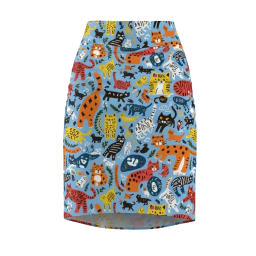 Feline Fiesta on a Pencil Skirt
