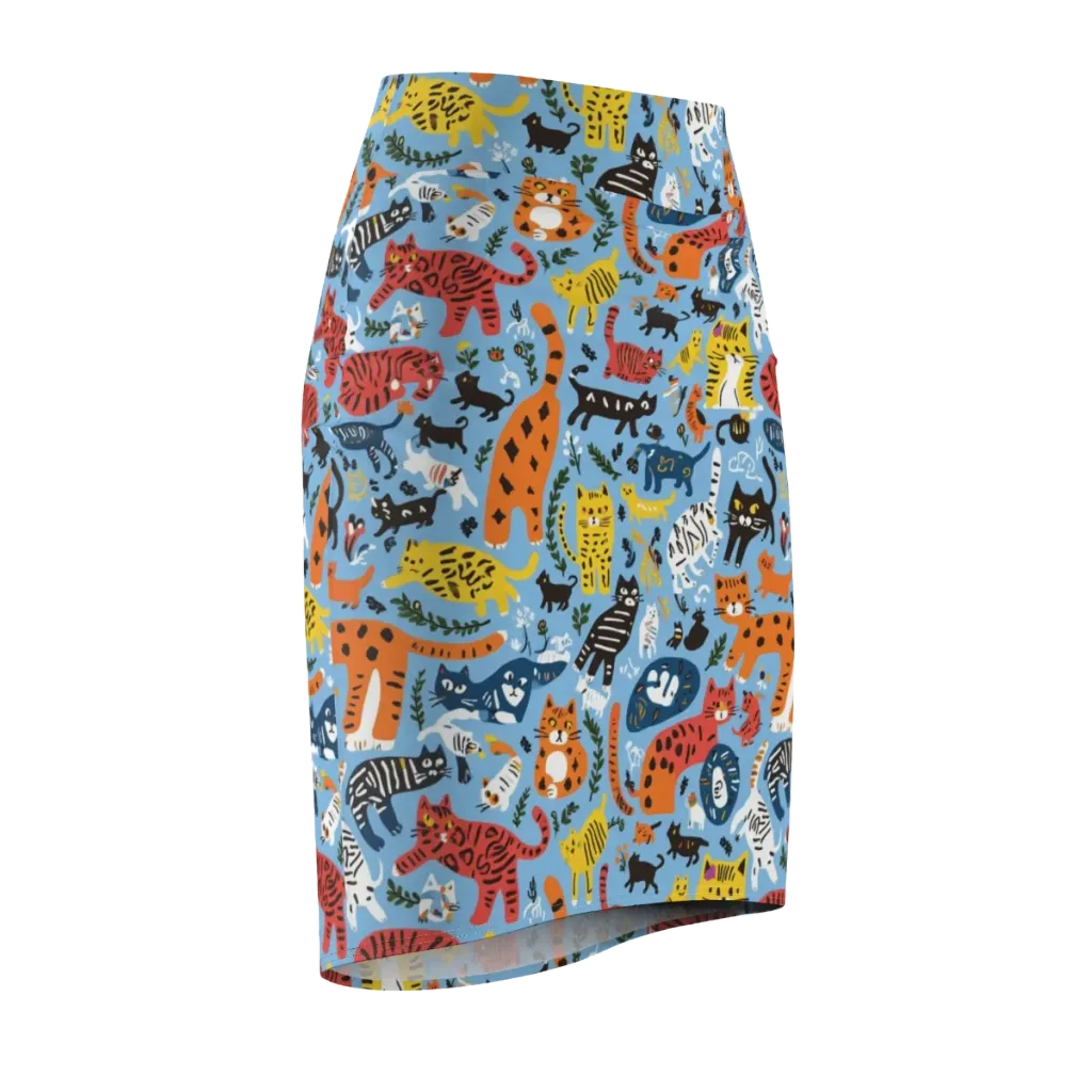 Feline Fiesta on Pencil Skirt — Front Side