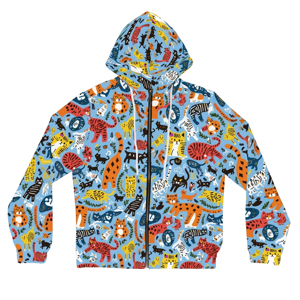 Feline Fiesta on Women's Full-Zip Hoodie — Front