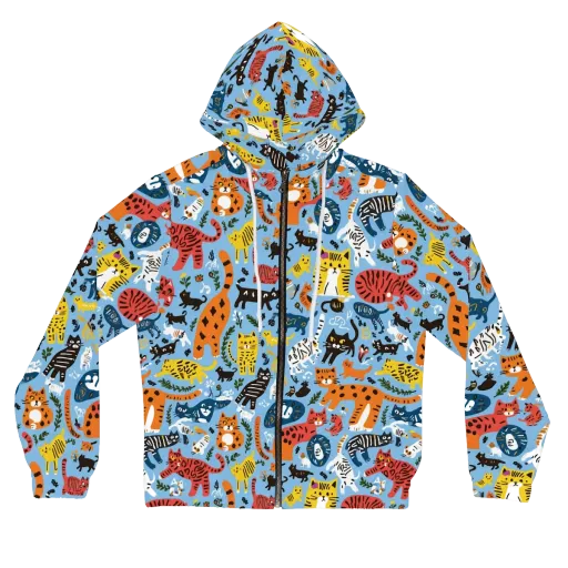 Feline Fiesta on a Women's Full-Zip Hoodie