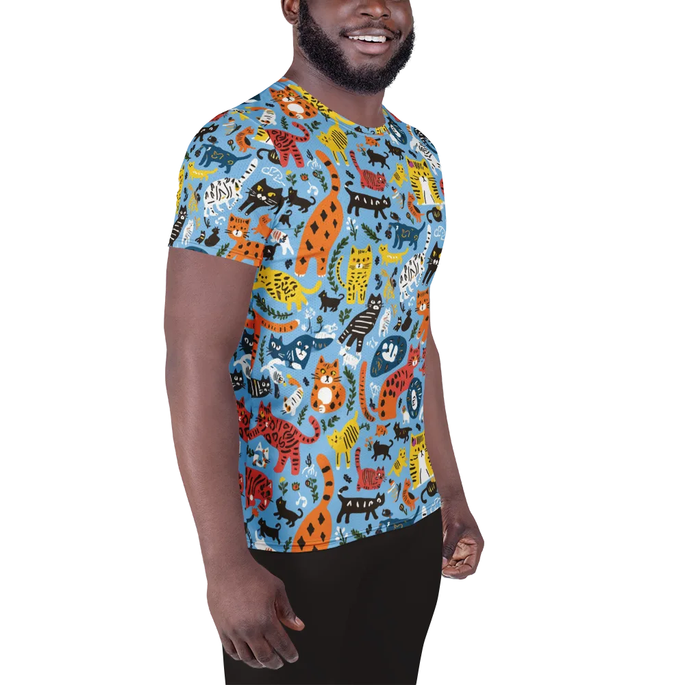Feline Fiesta on Men's Athletic T-Shirt — Right