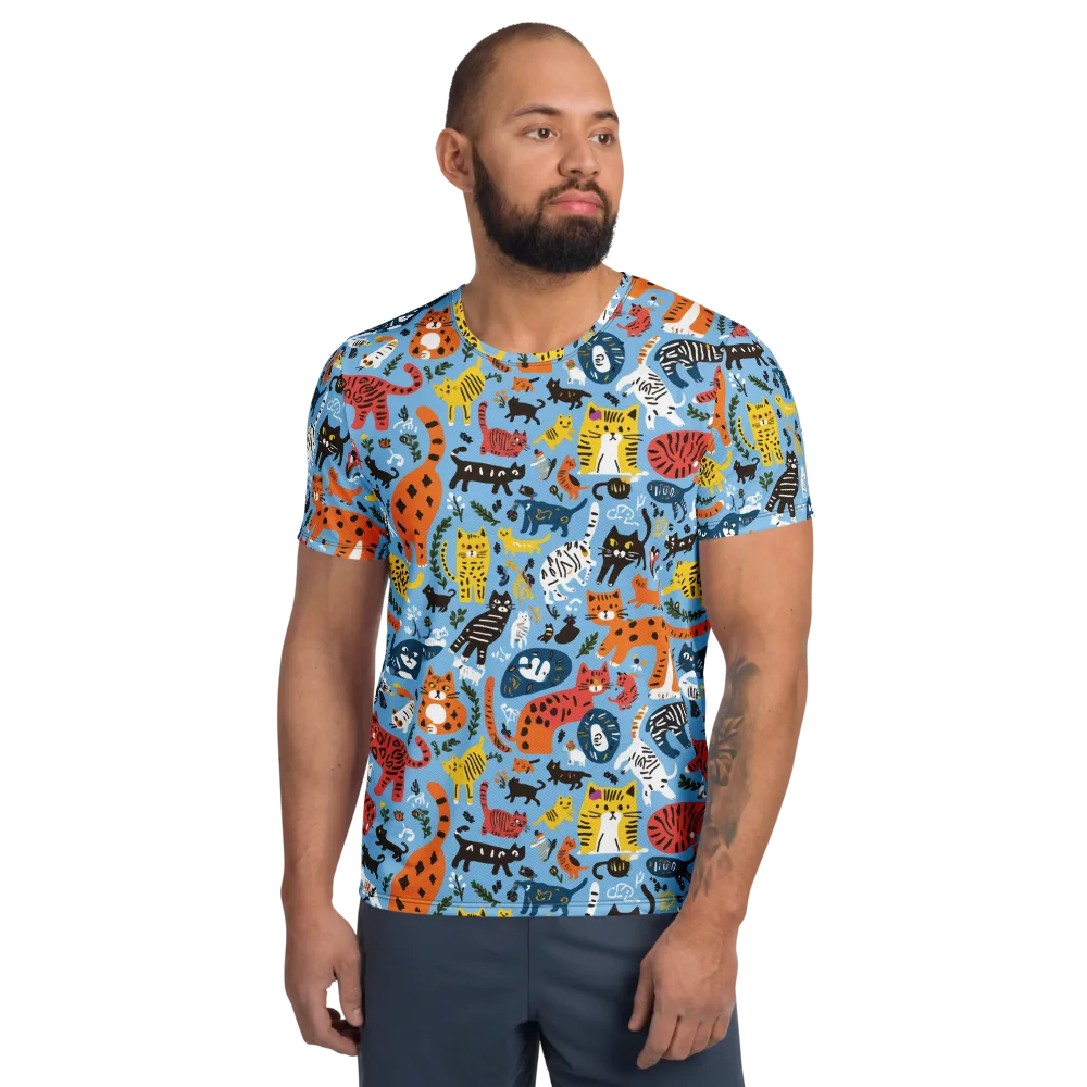 Feline Fiesta on Men's Athletic T-Shirt — Front